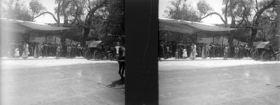 Terraza y embarcadero del lago en Chapultepec, estereoscópica