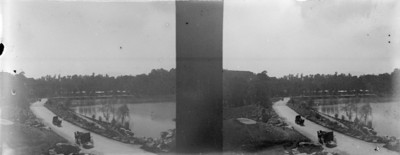 Calzada en los contornos del lago en Chapultepec, estereoscópica