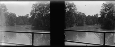Lago chico en Chapultepec visto desde la terraza, estereoscópica