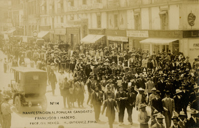 Manifestación al popular candidato Francisco I. Madero