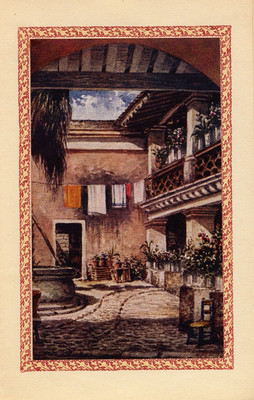 Patio interior de una casa, tarjeta postal
