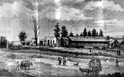Estación del Ferrocarril de Morelos, litografía