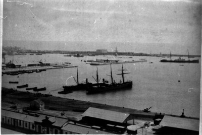 Barcos en el puerto maritimo de Veracruz, panorámica