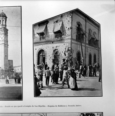 Inmueble dañado por la artillería, reprografía bibliográfica