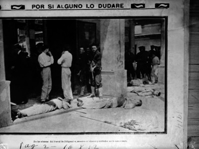Mexicanos muertos en el portal de Diligencias después de la ocupación norteamericana en el puerto de Veracruz, reprografía