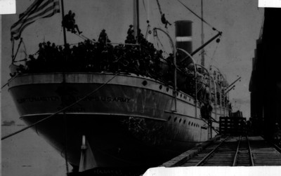Parte de las fuerzas invasoras de los Estados Unidos abandonan el puerto de Veracruz a bordo del Quartermaster Corpus