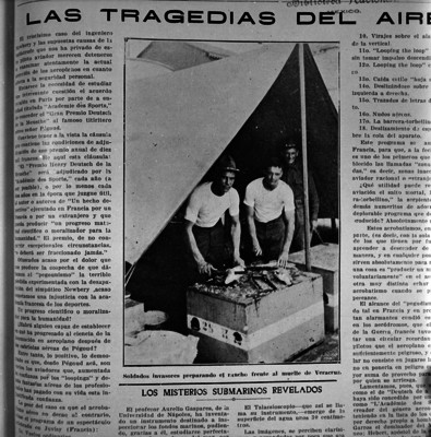 Marinos norteamericanos dentro de campamento frente al muelle, reportaje periodístico