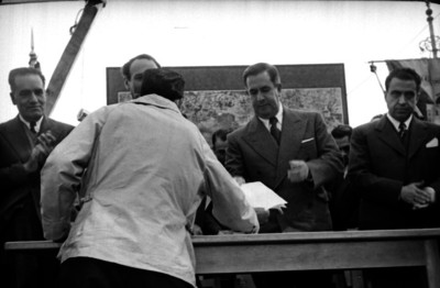 Manuel Ávila Camacho durante la cermonia de colocación de la primera piedra de Ciudad Universitaria