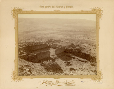 "Vista general del Alcázar y Templo", ruinas de La Quemada