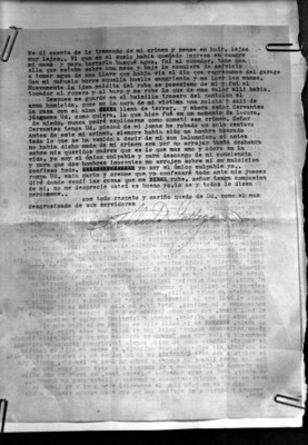 Carta declaratoria de Alberto Gallegos a César Cervantes, sexta página