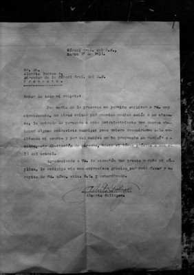 Carta de Alberto Gallegos a Alberto Cuevas, director de la cárcel general. del D.F.