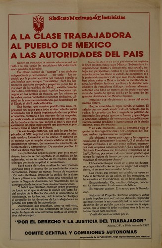 Manifiesto a la clase trabajadora.