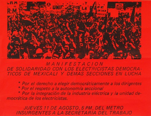 Manifestacion de apoyo a los electricistas de Mexicali