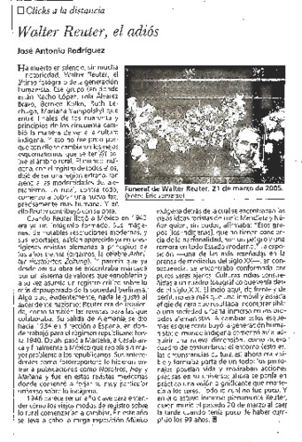 Walter Reuter, el adiós
