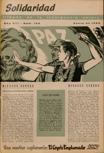 Solidaridad. Tribuna de la Insurgencia Obrera Núm. 104 Primera época (1963) enero