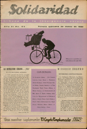 Solidaridad. Tribuna de la Insurgencia Obrera Núm. 83 Primera época (1960) marzo