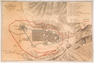 Mapa de Querétaro y sus alrededores hacia finales del siglo 
