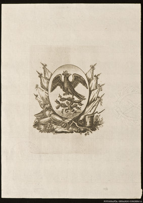 Sello impreso del diseño del Escudo de Armas de la Ciudad de México