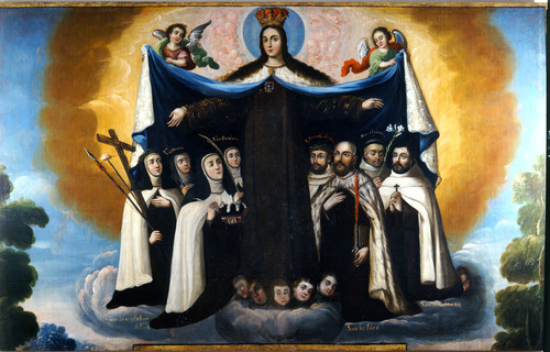 Patrocinio de la Virgen del Carmen a los santos de la Orden