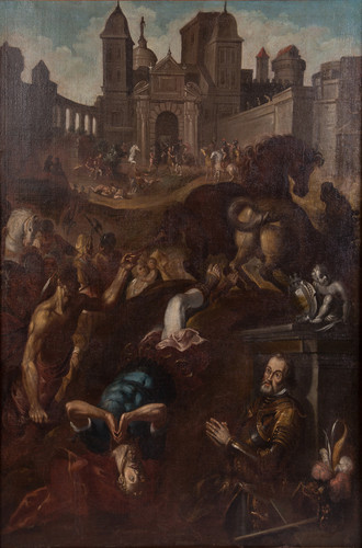 Martirio de San Hipólito con cortes de donante