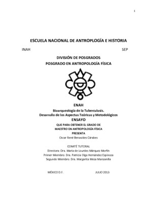 Bioarqueología de la tuberculosis. Desarrollo de los aspectos teóricos y metodológicos