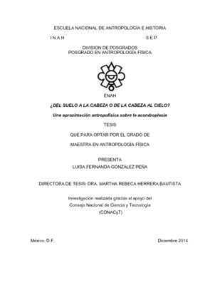 ¿Del suelo a la cabeza o de la cabeza al cielo? : una aproximación antropofísica sobre la acondroplasia