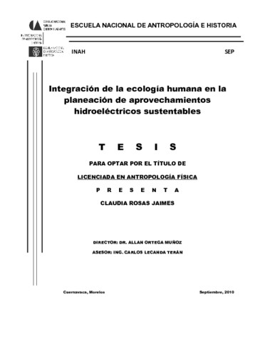 Integración de la ecología humana en la planeación de aprovechamientos hidroeléctricos sustentables