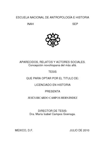 Aparecidos, relatos y actores sociales. Concepción novohispana del mas allá