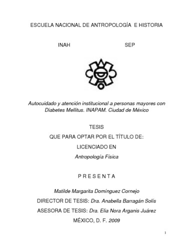 Autocuidado y atención institucional a personas mayores con diabetes mellitus. INAPAM. Ciudad de México