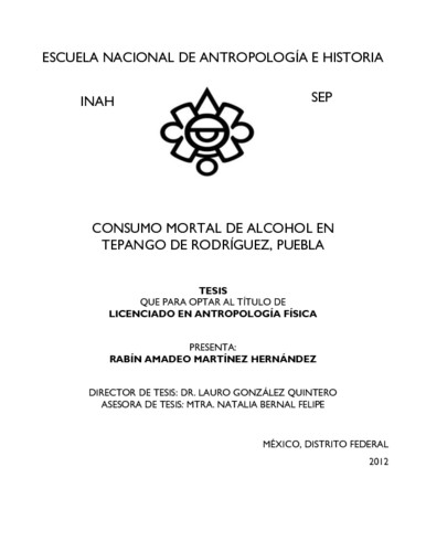 Consumo mortal de alcohol en Tepango de Rodríguez, Puebla