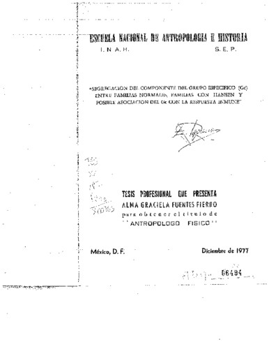 Segregación del componente del grupo específico (Gc) entre familias normales, familias con Hansen y posible asociación del Gc con la respuesta inmune
