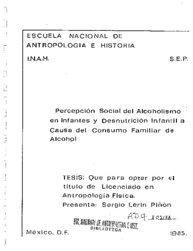 Percepción social del alcoholismo en infantes y desnutrición a causa del consumo familiar del alcohol