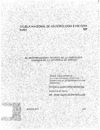 El comportamiento político de la comunidad indígena en la huasteca de Hidalgo