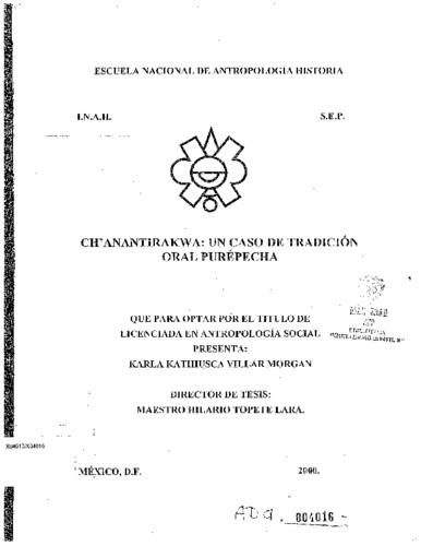 Ch´anantirakwa: un caso de tradición oral purépecha