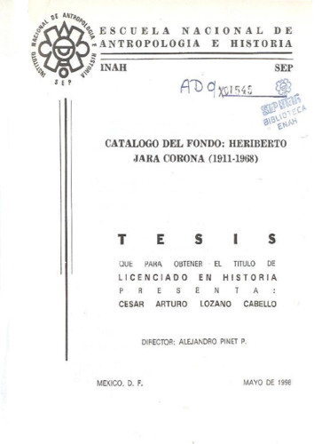 Catálogo del fondo:  Heriberto Jara Corona (1911-1968)