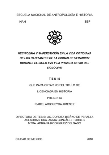 Hechicería y supertición en la vida cotidiana de los habitantes de la ciudad de Veracruz durante el siglo XVII y la primera mitad del siglo XVIII