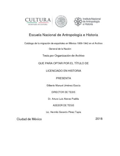 Catálogo de la migración de españoles en México 1939-1942 en el Archivo General de la Nación