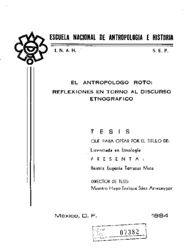 El Antropólogo roto: reflexiones en torno al discurso etnográfico