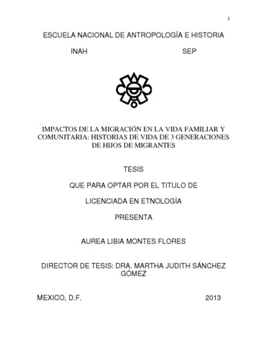 Impactos de la migración en la vida familiar y comunitaria: historias de vida de 3 generaciones de hijos de migrantes