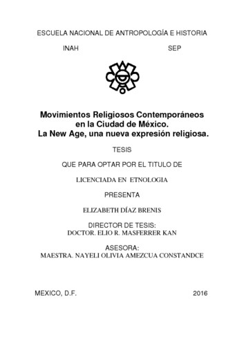 Movimientos religiosos contemporáneos en la Ciudad de México. la new age, una nueva expresión religiosa