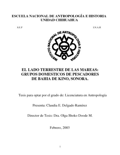 El lado terrestre de las mareas: Grupos domésticos de pescadores de Bahía de Kino, Sonora