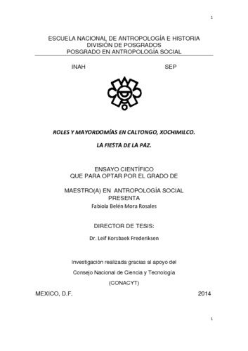 Roles y mayordomías en Caltongo, Xochimilco
