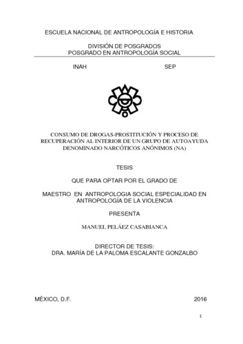 Consumo de drogas-prostitución y proceso de recuperación al interior de un grupo de autoayuda denominado Narcóticos Anónimos (NA)