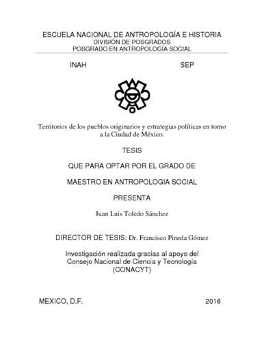 Territorios de los pueblos originarios y estrategias políticas en torno a la Ciudad de México