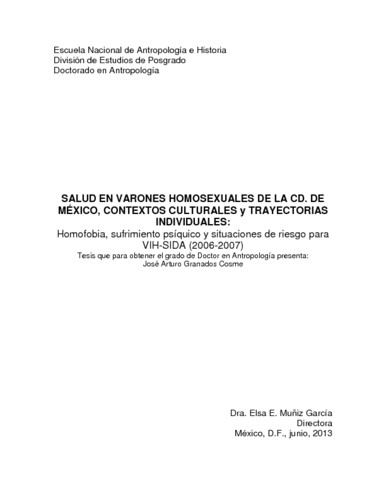 Salud en varones homosexuales de la Ciudad de México, contextos culturales y trayectorias individuales