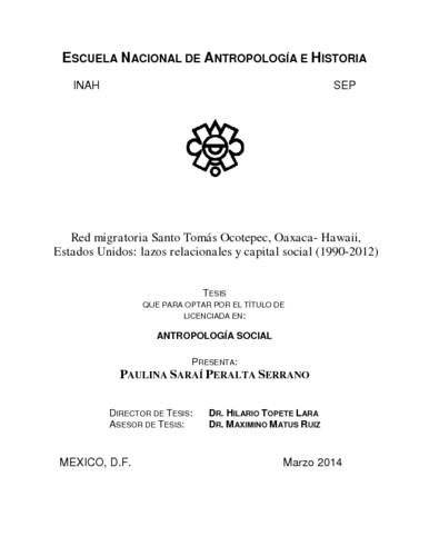 Red migratoria Santo Tomás Ocotepec, Oaxaca-Hawaii, Estados Unidos