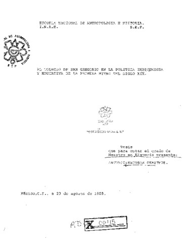 El colegio de San Gregorio en la política indigenista y educativa de la primera mitad del siglo XIX