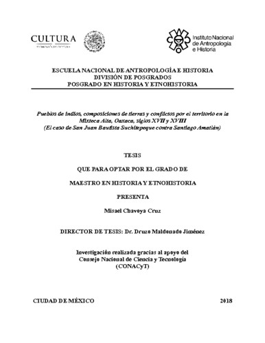 Pueblos de indios, composiciones de tierras y conflictos por el territorio en la Mixteca Alta, Oaxaca, siglos XVII-XVIII (El caso de San Juan Bautista Suchitepeque contra Santiago Amatlán)