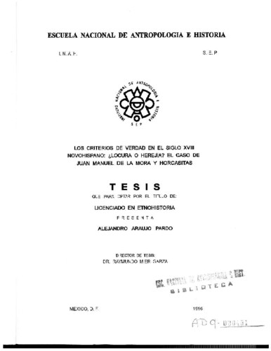 Los criterios de verdad en el siglo XVIII novohispano