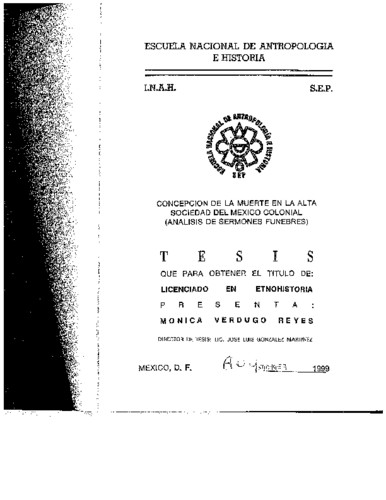 Concepción de la muerte en la alta sociedad del México colonial (análisis de sermones fúnebres)